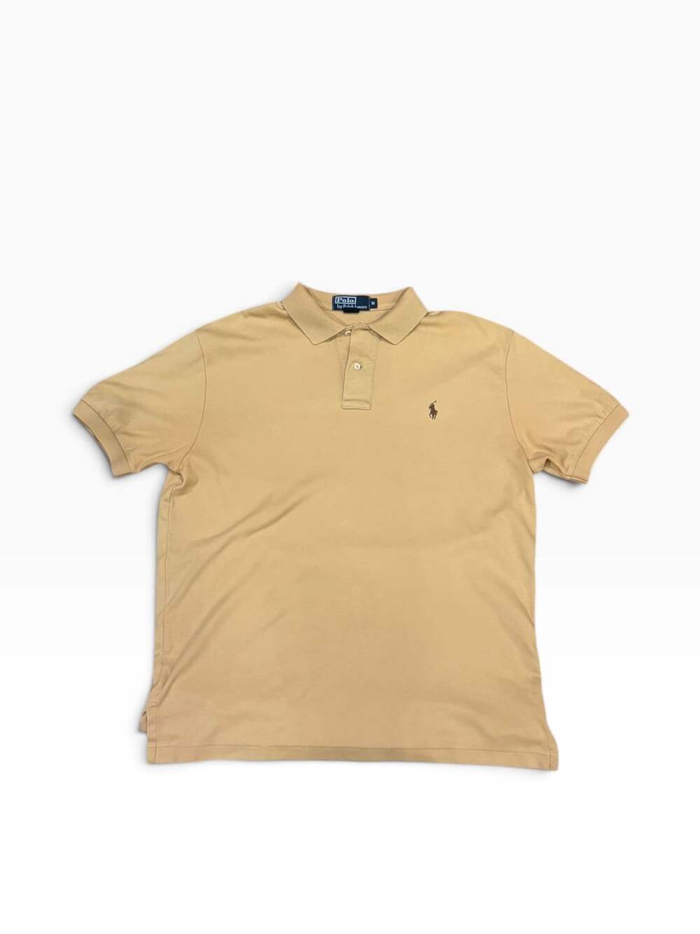 Polo Ralph Lauren Men's Tan Brown Short Sleeve Custom Slim Fit Cotton Polo Shirt